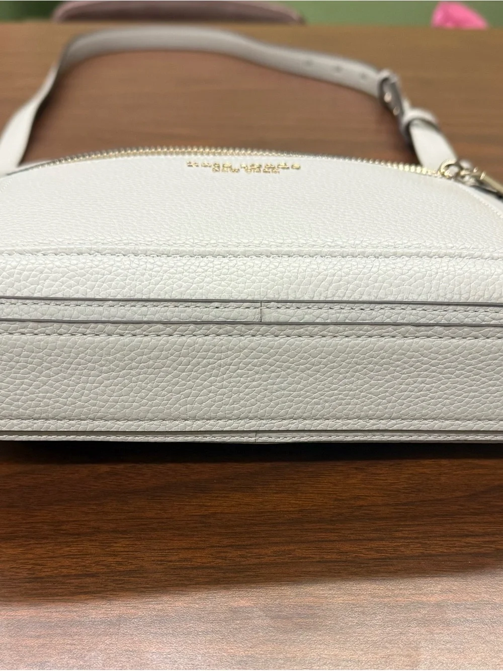 kate spade White Pebbled Leather Crossbody Bag with Gold Hardware